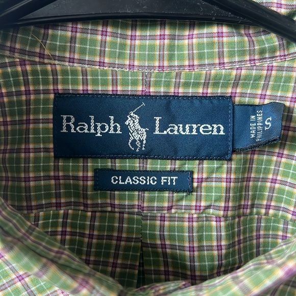 Plaid Ralph Lauren Button Down Shirt - Green and Purple - Picture 4 of 4